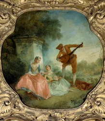 De muziekles Schilderij door Nicolas Lancret (1690-1743) 18e eeuw