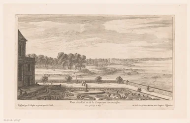 Landschap met landhuis met tuin