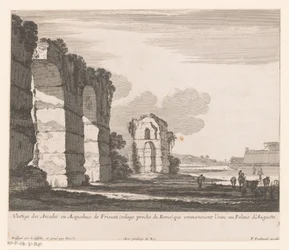 Landschap met ruïnes en koeherders