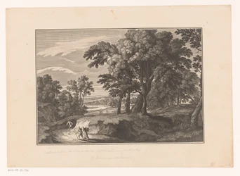 Landschap met wandelaars op een pad