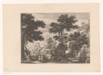 Rivierlandschap met vlucht naar Egypte