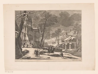 Winterlandschap met geboorte van Christus