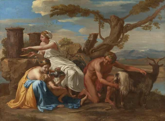 De jonge Jupiter gevoed door de geit Amalthea