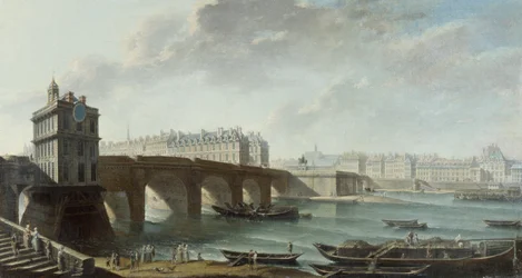 La Pompe de la Samaritaine, le Pont-Neuf en het Île de la Cité, le quai de Conti, gezien vanaf het quai du Louvre