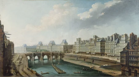 Het Louvre, Pont-Neuf en Quai des Orfèvres, gezien vanaf Quai des Grands-Augustins, circa 1760