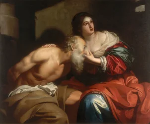Romeinse liefdadigheid, werk van Nicolas Regnier, bewaard in de Galleria Estense in Modena