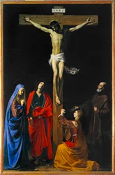 Christus aan het Kruis, Maagd Maria, Magdalena, Sint Jan en Sint Franciscus van Paola - Christus aan het Kruis, Maagd Maria, heiligen Maria Magdalena ...