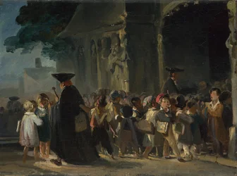 Kinderen bij een kerkdeur, tussen 1817 en 1845