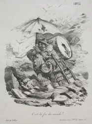 Lithografische schetsen: Het is het einde van de wereld! frontispice, 1824
