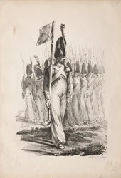 Militaire kostuums: sergeant der karabiniers, gids van de generaal