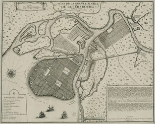 Kaart van Petersburg, 1717