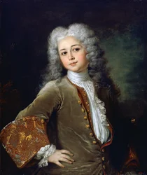 Portret van een jonge man met een pruik