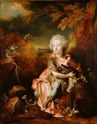 Portret van een jongen in kostuum, ca. 1710-14 (olieverf op doek)