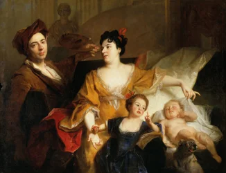 Zelfportret van de kunstenaar met zijn familie, ca. 1704 (olieverf op doek)