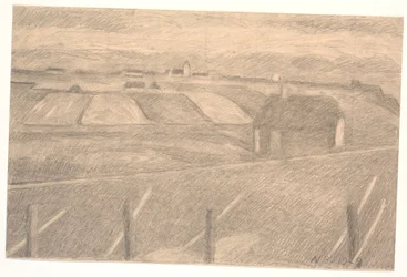 Landschap bij Ferring, vuurtoren verlicht