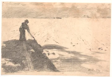 De mesthoop wordt geëgaliseerd (door de broer van de kunstenaar)