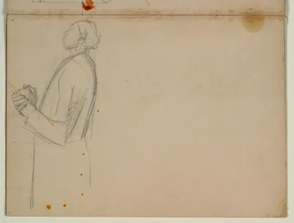 Studie van staande apostel naar links, halve figuur. Voor de Hemelvaart