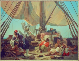 Piraten op het dek van hun schip