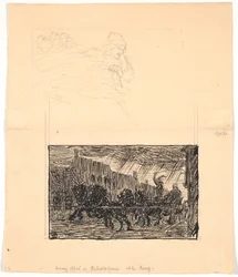 Twee illustratieschetsen voor Sønderjyske Folkesagn, v. F.Ohrt. F.o. Waar je het minst verwacht en f.n. Koning Abel en de touwslagers