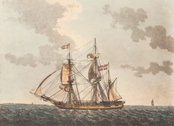 Een barkschip dat een haven zoekt