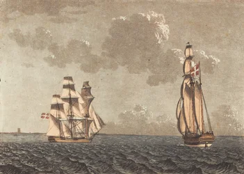 Een schip in de wind, en een galei met zijwind