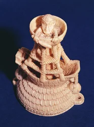 Bovenkant van zoutvat door de Meester van het Heraldische Schip, Nigeria, Bini-Portugees, ca.1525-1600