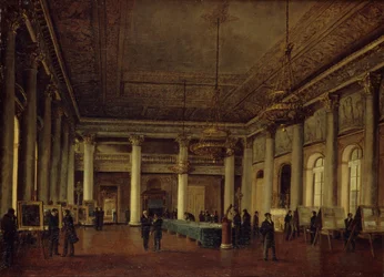 Interieur van het huis van Dmitry Naryshkin tijdens een vergadering van de Society for the Encouragement of Arts, 1825