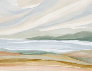 Rustig landschap in aquarel