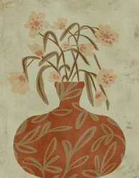 Terracotta vaas met bloesems