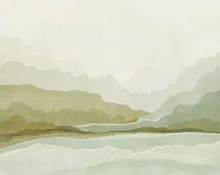 Aquarel: Berg en vallei