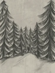 Schets van een winterbos