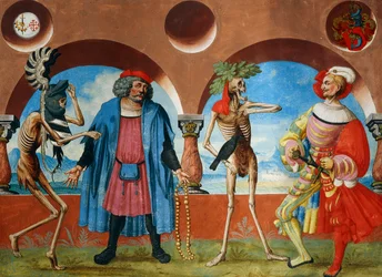 De dood, hoofd van de regering en bourgeois van Bern uit de Dodendanscyclus van Albrecht Kauw