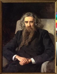 Portret van filosoof en schrijver Vladimir Soloviov (1853-1900)