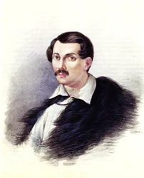 Portret van Decembrist Alexander Alexandrovich Bestuzhev 1797-1837, 1839