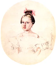 Portret van Olga Annenkova, dochter van Decembrist Iwan Annenkow, 1836