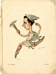 Balletdanser en choreograaf Michel Fokine Uit: Russisch Ballet in Karikaturen, 1902-1905
