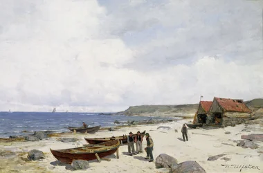 Vissers op het strand