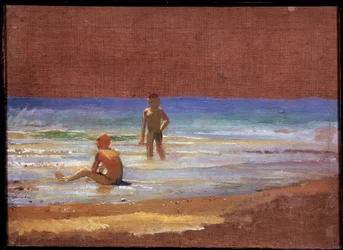 Jongens aan de zeekust. Olieverf op doek, Russische kunst uit de 19e eeuw. Staatsgalerie Tretjakov, Moskou.