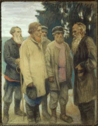 Leo Tolstoj met boeren