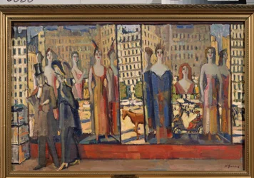 De Parijse etalages - Schilderij van Nikolai Pavlovich Ulyanov