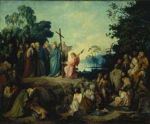 Sint Andreas de Apostel richt een kruis op in Kiev, 1848