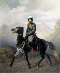 Portret van Imam Shamil (1797-1871), leider van de moslimstammen van de noordelijke Kaukasus