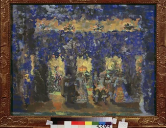 Paviljoen in de paleistuinen. Werk van Nikolai Nikolaevich Sapunov (1880-1912)
