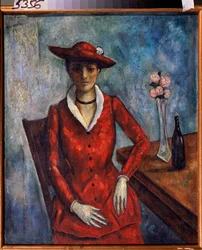 Een vrouw in rood