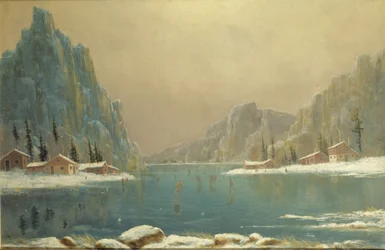 Schaatsers op een meer
