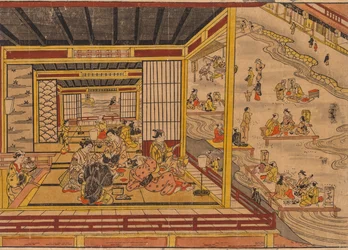 Theehuis naast de Kamo-rivier in Kyoto