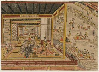 Theehuis naast de Kamo-rivier in Kyoto