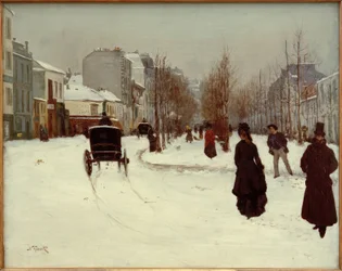 De Boulevard de Clichy onder de sneeuw