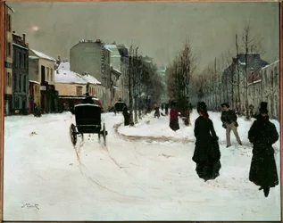 De Boulevard de Clichy onder sneeuw (schilderij op doek)
