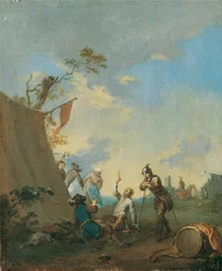 Soldaten in een tentenkamp